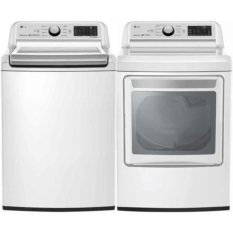 LG 5.6 cu. ft. Mega Capacity Smart WiFi Enabled Top Load Washer & 7.3 ...